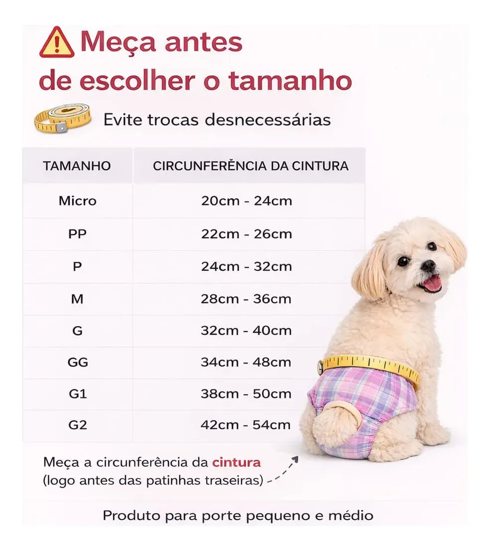 Calcinha Pet Higiênica com 5 Absorventes