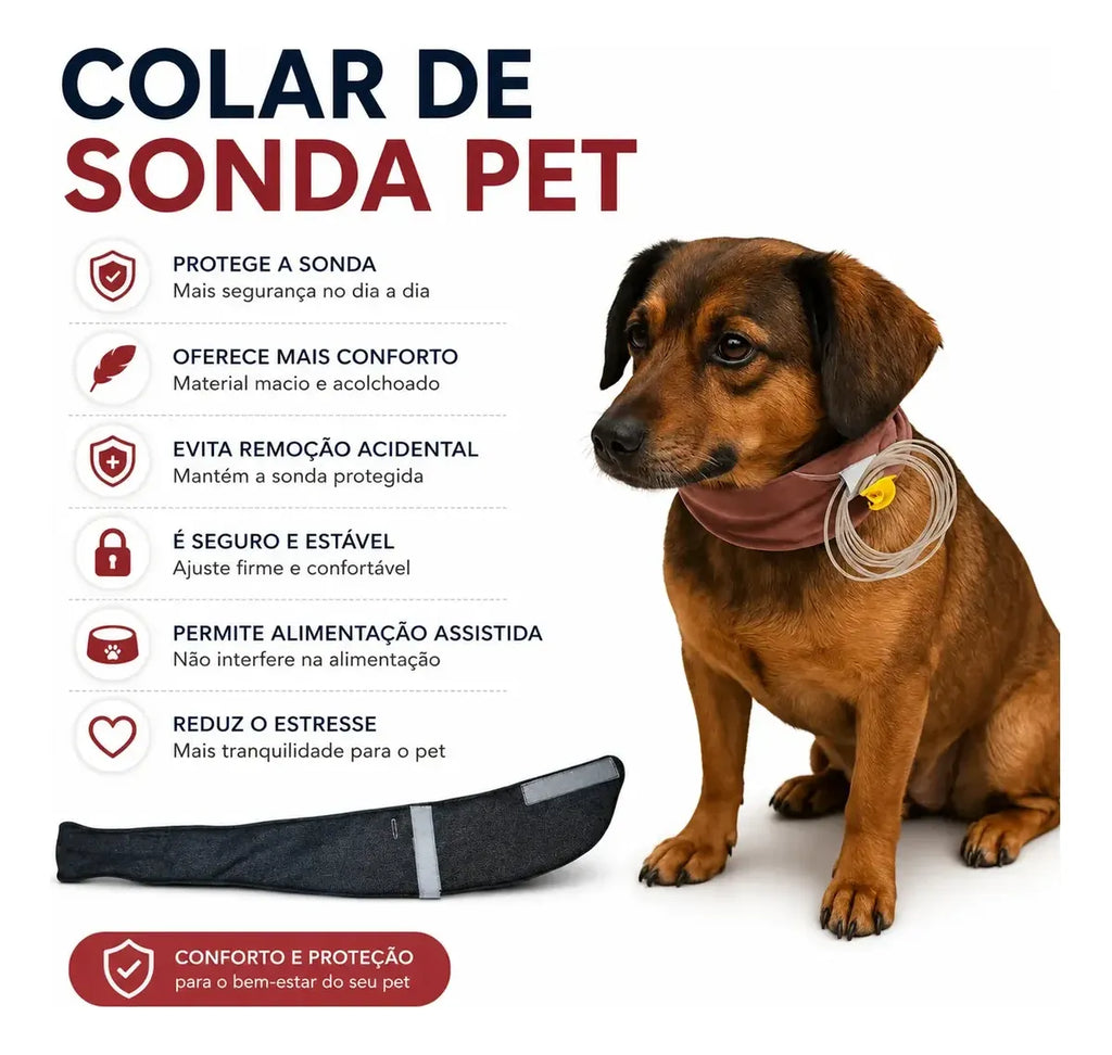 Colar para Sonda Esofágica Pet para Cães e Gatos