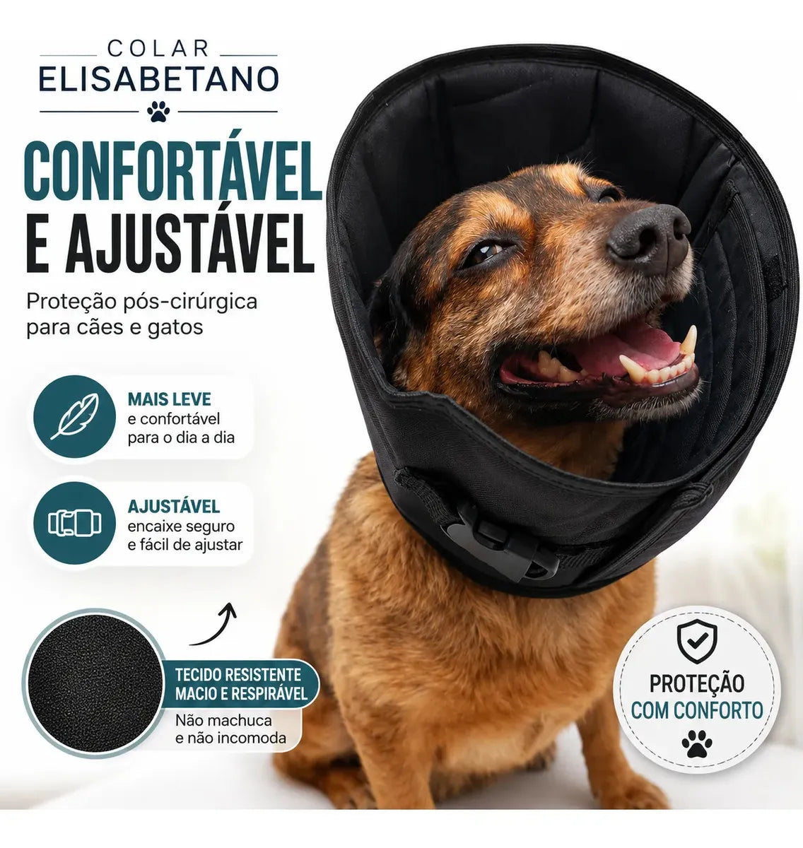 Cone Colar Elizabetano para Cães e Gatos Ajustável