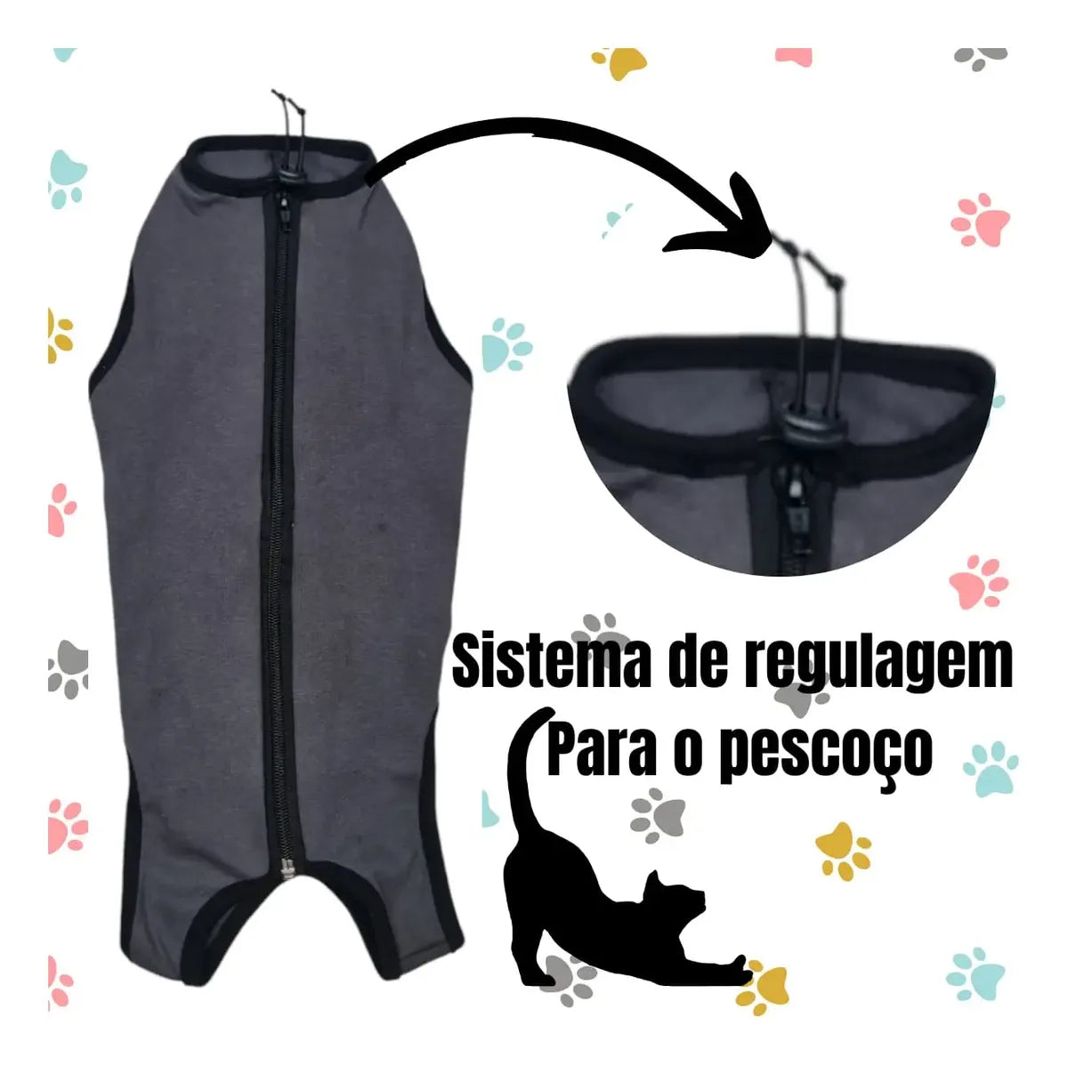 Roupa Pós-Cirúrgica Operatória para Gatas - Tamanhos 1, 2 e 3