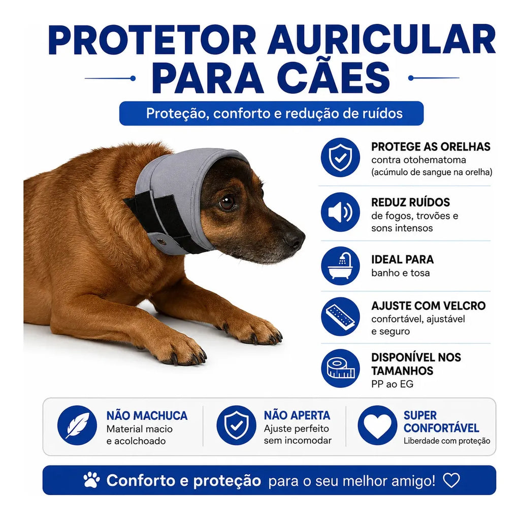 Protetor Auricular para Cachorro Week Pet – Abafador de Ruído, Proteção para Banho, Tosa e Otohematoma