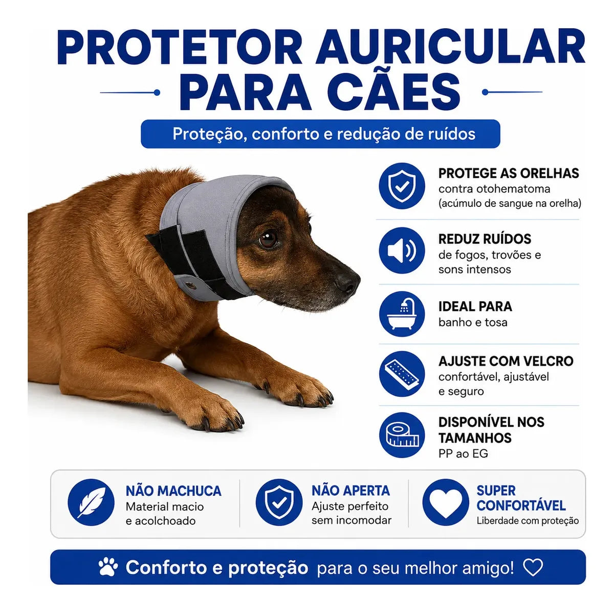 Protetor Auricular para Cachorro Week Pet – Abafador de Ruído, Proteção para Banho, Tosa e Otohematoma